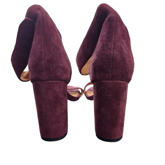 Jeffrey Campbell Heels Women's 10 Lindsay Ankle Strap Sandal Red Suede Shoe - Picture 5 of 9